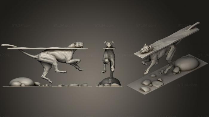 Статуэтки животных (БОЛЬШАЯ КОШКА, STKJ_0744) 3D модель для ЧПУ станка
